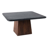 Stone & Mango Wood Coffee Table, Brown/Black-Furniture - Accent Tables-High Fashion Home