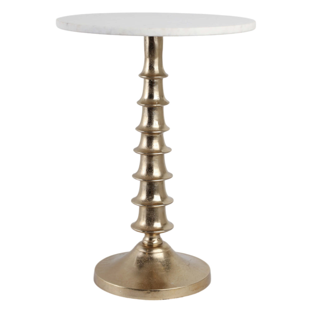Layered Lilypad Accent Table, White/Gold