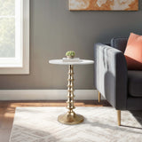 Layered Lilypad Accent Table, White/Gold