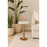 Layered Lilypad Accent Table, White/Gold