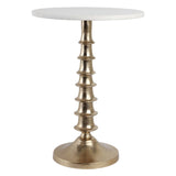 Layered Lilypad Accent Table, White/Gold