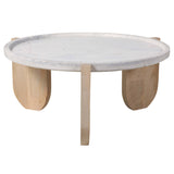 Modern Mango Wood and Marble Coffee Table, White-Furniture - Accent Tables-High Fashion Home