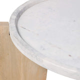 Modern Mango Wood and Marble Coffee Table, White-Furniture - Accent Tables-High Fashion Home