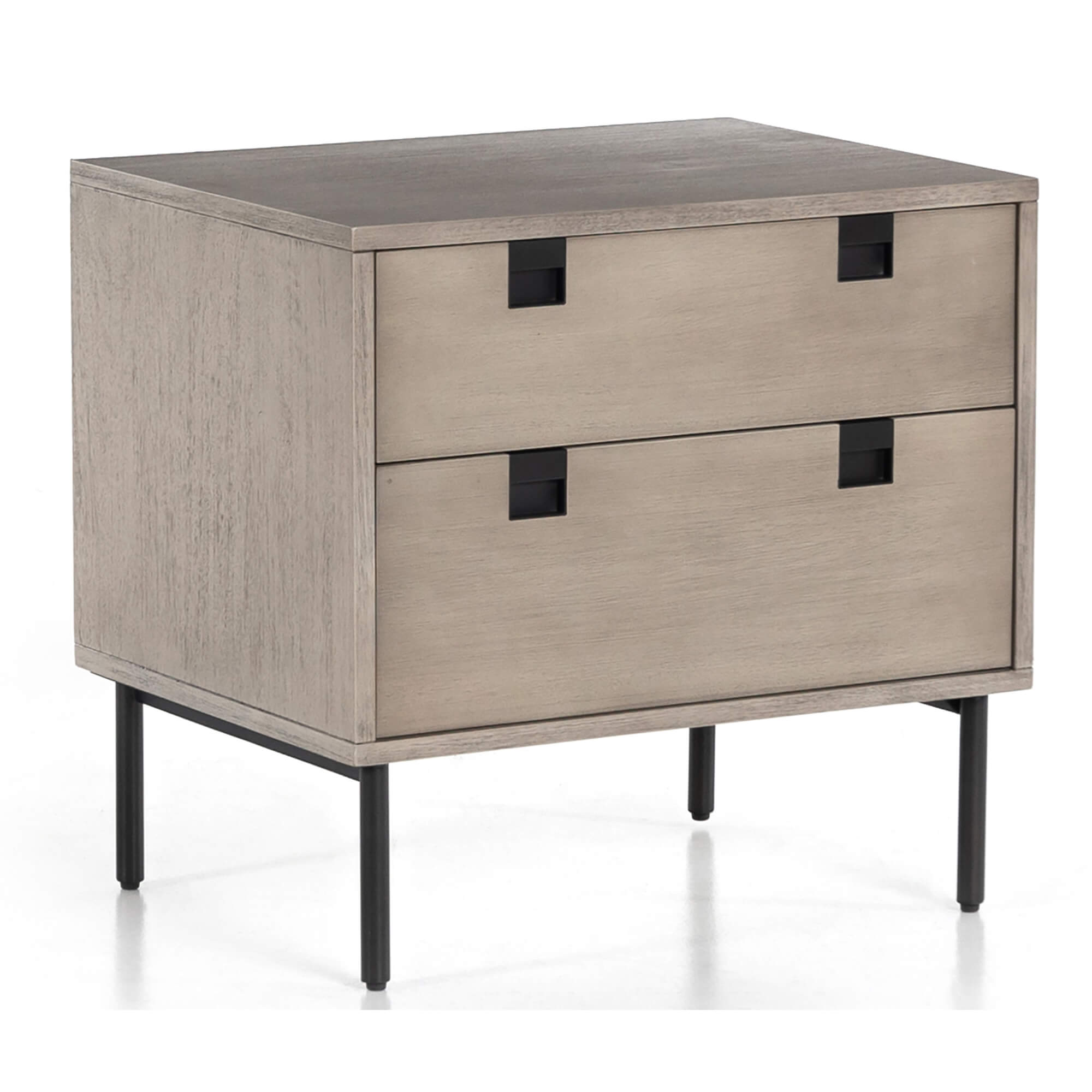 Carly 2 Drawer Nightstand, Grey Wash High Fashion Home