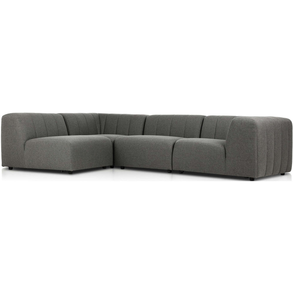 Gwen Outdoor 4-Piece Sectional, Hayes Charcoal-Furniture - Sofas-High Fashion Home