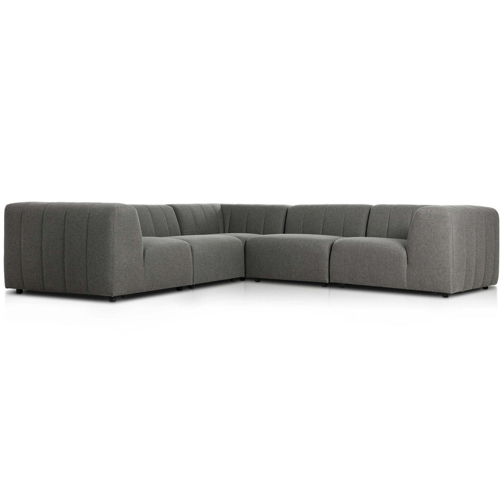 Gwen Outdoor 5-Piece Sectional, Hayes Charcoal-Furniture - Sofas-High Fashion Home
