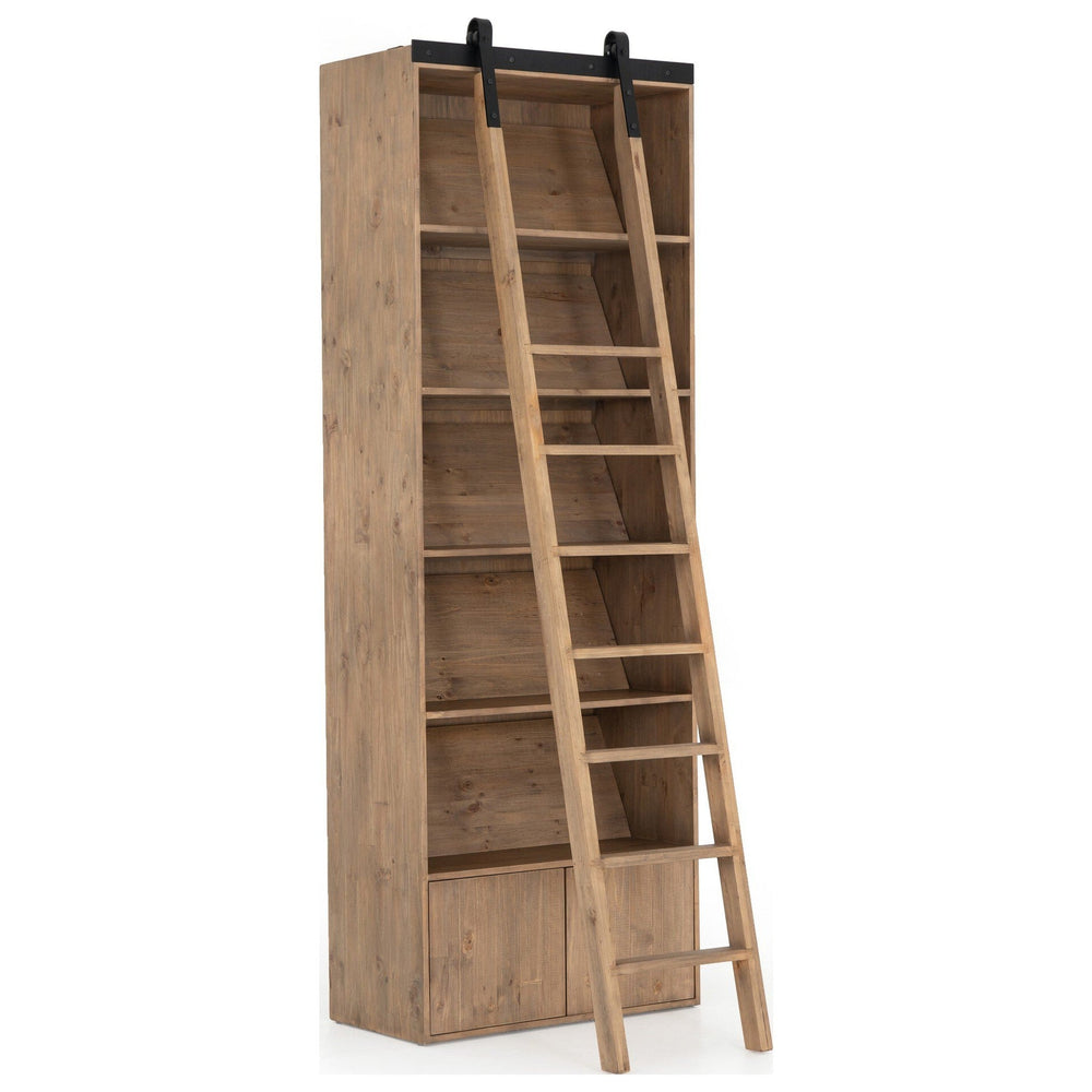 Bane Bookshelf & Ladder, Smoked Pine by Four Hands — PRM_1