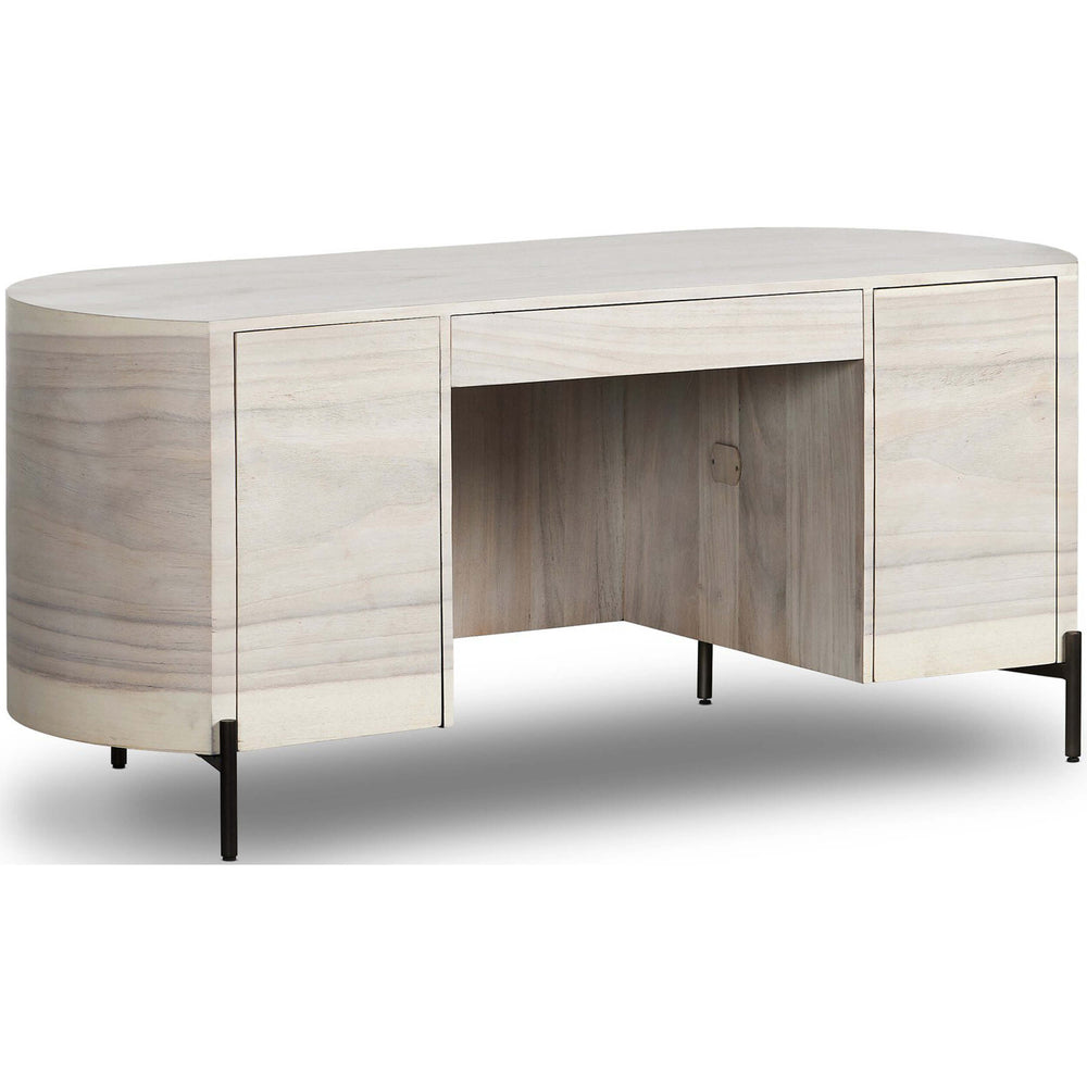 Lunas Executive Desk, Bleached Guanacaste-Furniture - Storage-High Fashion Home