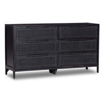 Sydney 6 Drawer Dresser, Black Wash w/Black Cane-Furniture - Bedroom-High Fashion Home