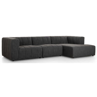 Langham Channeled 3 Piece Right Chaise Sectional, Saxon Charcoal-Furniture - Sofas-High Fashion Home