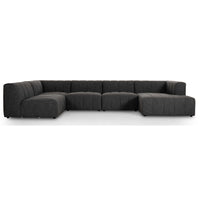 Langham Channeled 5 Piece Sectional w/Right Arm Chaise, Saxon Charcoal