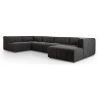 Langham Channeled 5 Piece Sectional w/Right Arm Chaise, Saxon Charcoal
