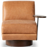 Bronwyn Leather Swivel Chair w/Side Table, Palermo Cognac w/Almond-Furniture - Chairs-High Fashion Home