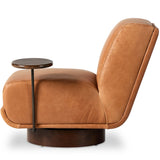 Bronwyn Leather Swivel Chair w/Side Table, Palermo Cognac w/Almond-Furniture - Chairs-High Fashion Home