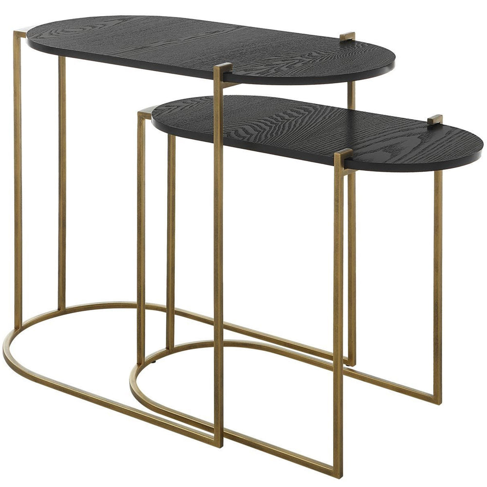 Aztec Nesting Tables, Set of 2, Ebony-Furniture - Accent Tables-High Fashion Home