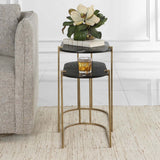 Aztec Nesting Tables, Set of 2, Ebony-Furniture - Accent Tables-High Fashion Home
