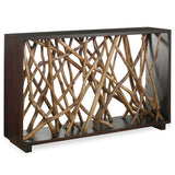 Teak Maze Console Table, Walnut-Furniture - Accent Tables-High Fashion Home