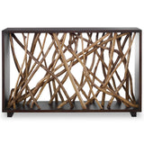 Teak Maze Console Table, Walnut-Furniture - Accent Tables-High Fashion Home