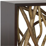 Teak Maze Console Table, Walnut-Furniture - Accent Tables-High Fashion Home