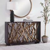 Teak Maze Console Table, Walnut-Furniture - Accent Tables-High Fashion Home