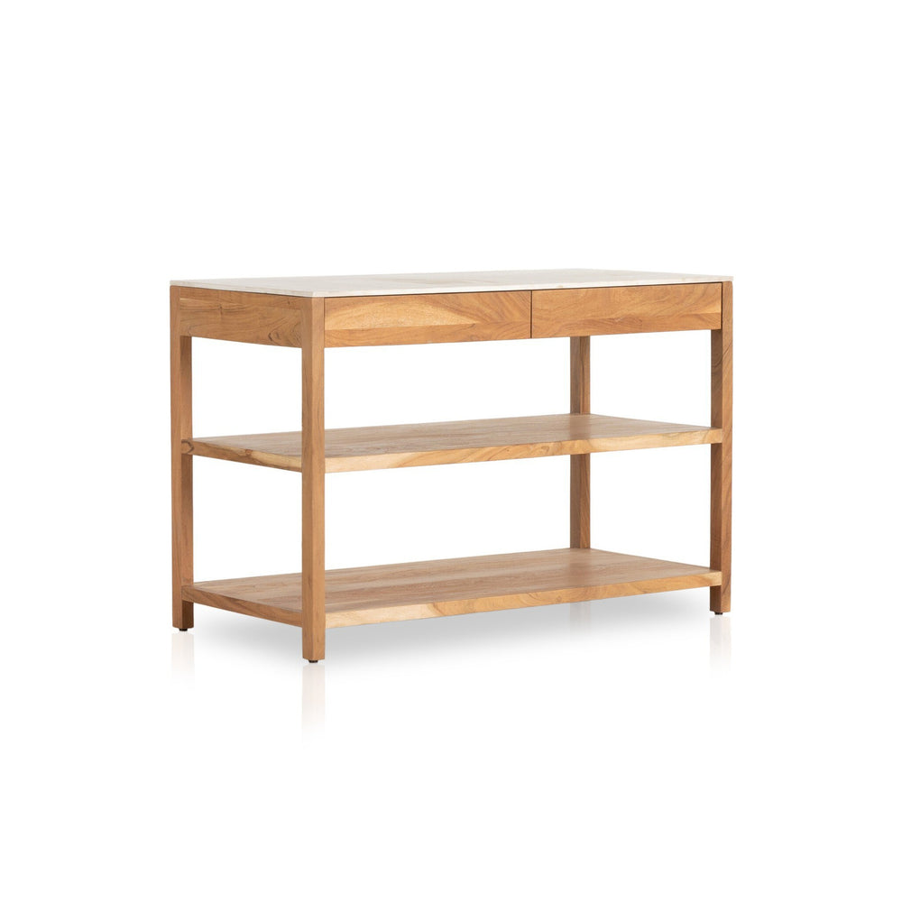 Indira Small Kitchen Island, White Marble by Four Hands — PRM_1