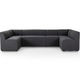 Augustine 130" U-Shaped Dining Banquette, Boucle Charcoal-Furniture - Dining-High Fashion Home