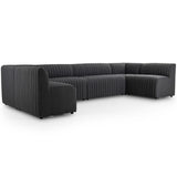 Augustine 143.5" U-Shaped Dining Banquette, Boucle Charcoal-Furniture - Dining-High Fashion Home
