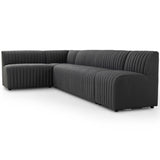 Augustine 135" L-Shaped Banquette, Boucle Charcoal-Furniture - Dining-High Fashion Home