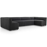 Augustine 154" U-Shaped Dining Banquette, Boucle Charcoal-Furniture - Dining-High Fashion Home