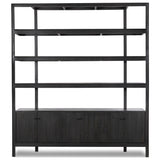Reza Wide Bookcase, Worn Black Acacia by Four Hands — FRT_1