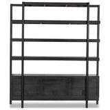 Reza Wide Bookcase, Worn Black Acacia by Four Hands — BCK_1