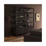 Reza Wide Bookcase, Worn Black Acacia by Four Hands — ESS_1