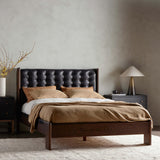 Halston Leather Bed, Terra Brown-Furniture - Bedroom-High Fashion Home