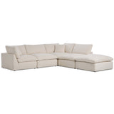Stevie 4 Piece Sectional w/ Ottoman, Nomad Snow by Four Hands