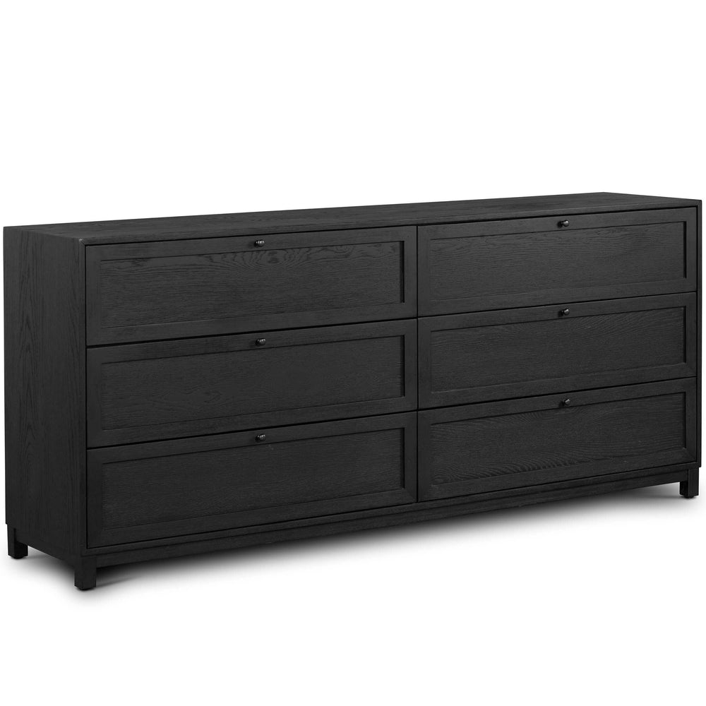 Millie 6 Drawer Dresser, Drifted Matte Black-Furniture - Storage-High Fashion Home