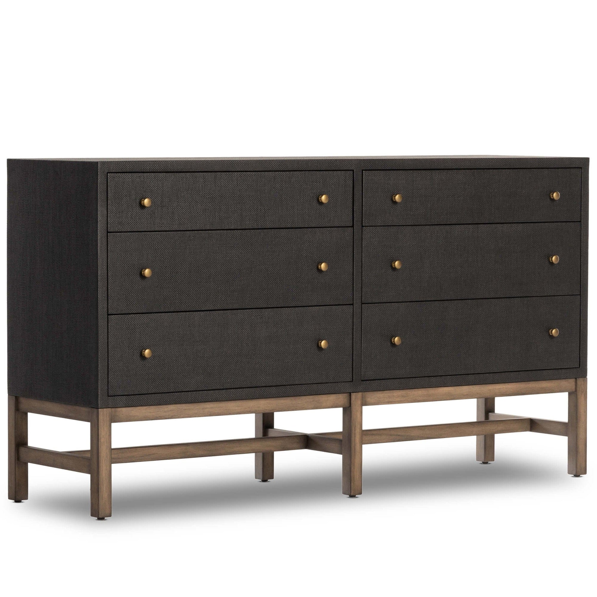 Fiona 6 Drawer Dresser, Black Raffia by Four Hands High Fashion Home Fiona 6 Drawer Dresser, Black Raffia by Four Hands High Fashion Home