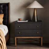 Fiona Nightstand, Black Raffia-Furniture - Bedroom-High Fashion Home