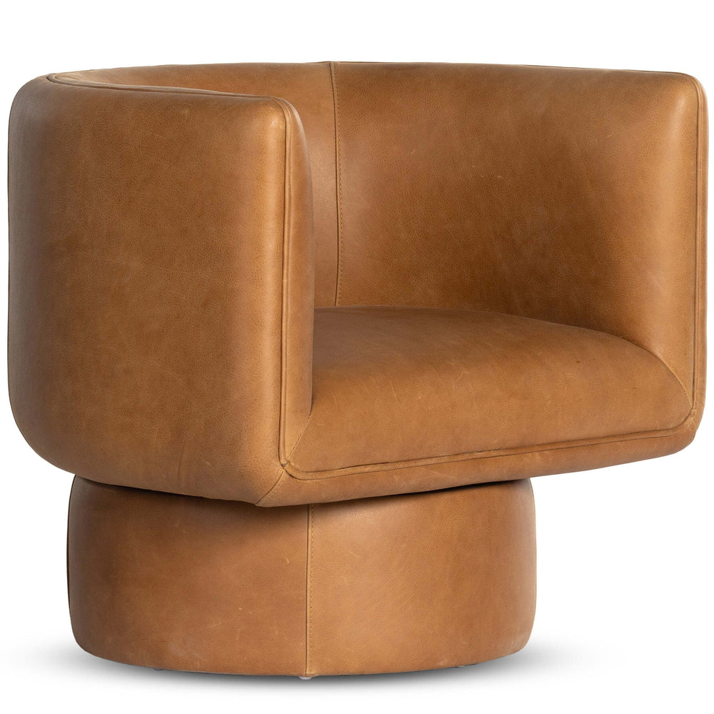 Adriel Leather Swivel Chair, Palermo Cognac-Furniture - Chairs-High Fashion Home