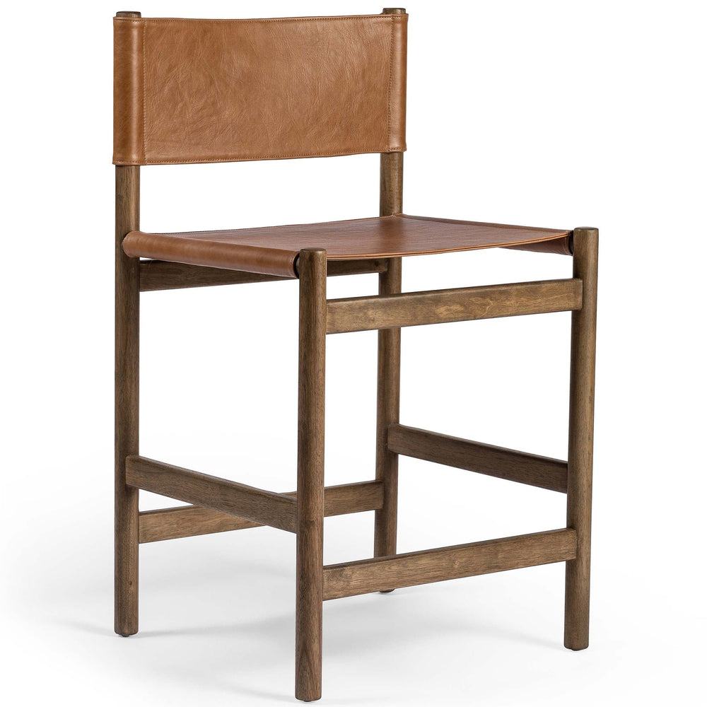 Kena Leather Counter Stool, Sonoma Butterscotch/Vintage Natural-Furniture - Dining-High Fashion Home