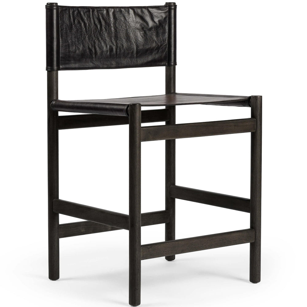 Kena Leather Counter Stool, Sonoma Black/Charcoal-Furniture - Dining-High Fashion Home