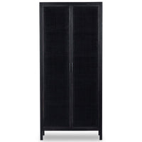 Caprice Tall Cabinet, Black Wash w/Black Cane