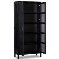 Caprice Tall Cabinet, Black Wash w/Black Cane