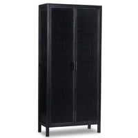 Caprice Tall Cabinet, Black Wash w/Black Cane