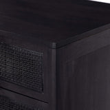 Sydney Large Nightstand, Black Wash w/Black Cane-Furniture - Bedroom-High Fashion Home