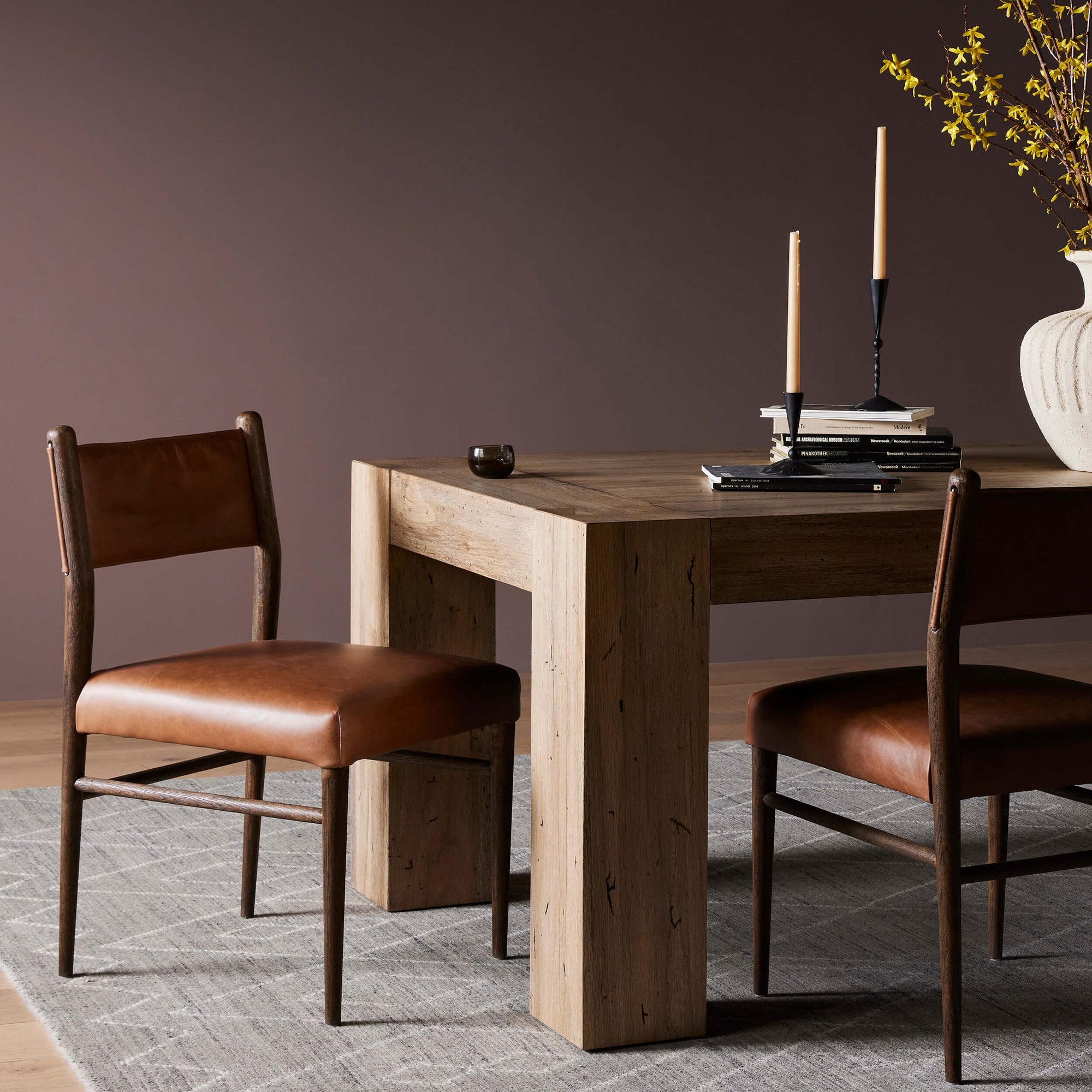Ess Dining Morena Leather Dining Chair, Sonoma Chestnut, Set of 2 by Four Hands ...