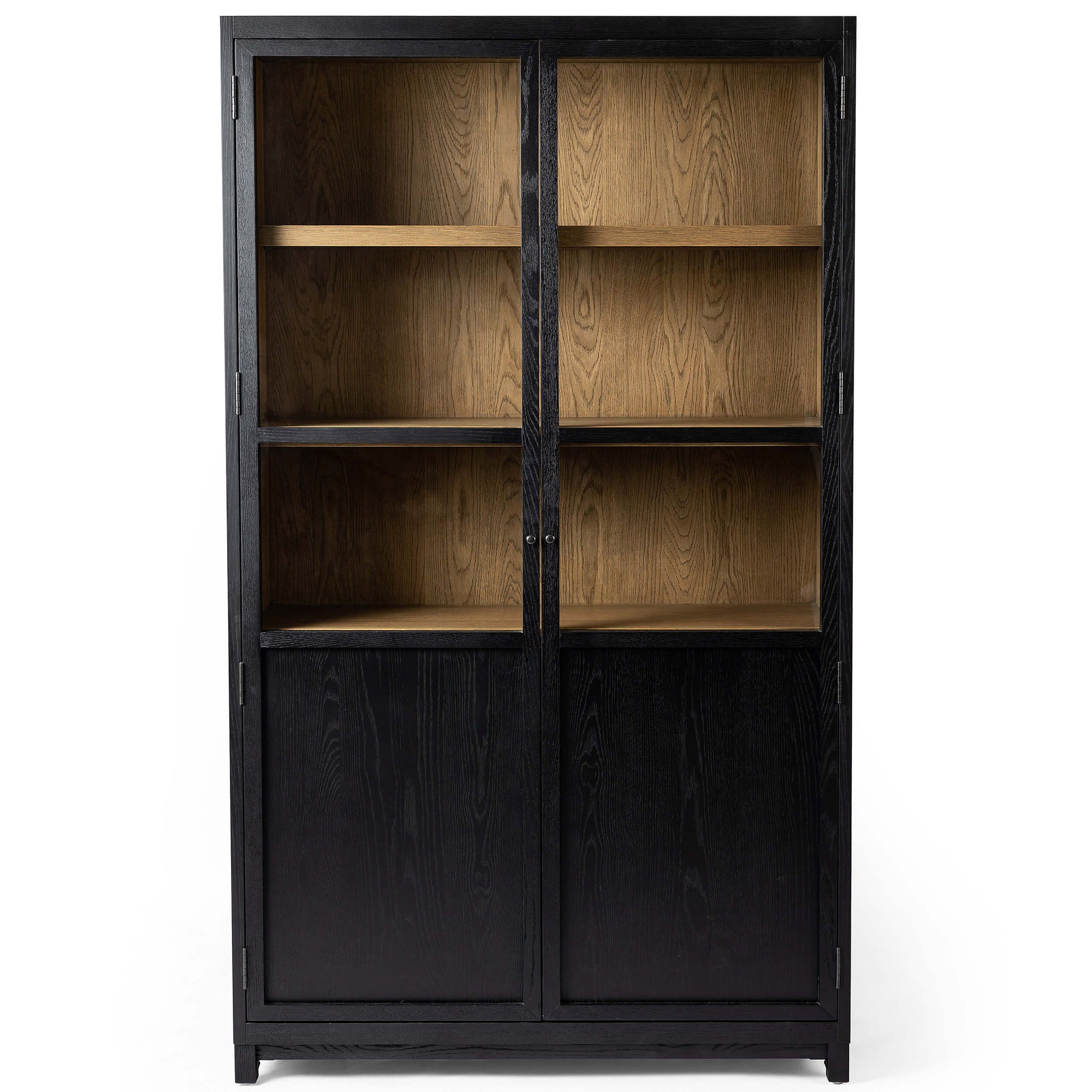 Millie Panel and Glass Door Cabinet Drifted Matte Black High Fashion Home