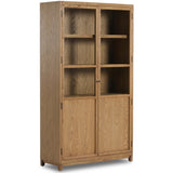 Millie Panel and Glass Door Cabinet, Drifted Oak-Furniture - Storage-High Fashion Home