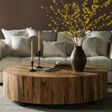 Hudson Large Round Coffee Table, Spalted Primavera-Furniture - Accent Tables-High Fashion Home
