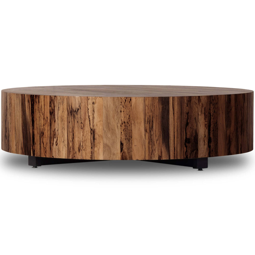 Hudson Large Round Coffee Table, Natural Yukas Resin-Furniture - Accent Tables-High Fashion Home
