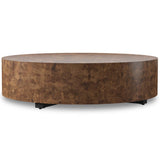 Hudson Large Round Coffee Table, Dark Bark Paper by Four Hands